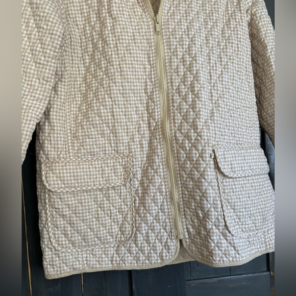 VTG BILL BLASS Quilted Cream/ Check pattern Women's Jacket with Pockets sz M - Picture 4 of 8